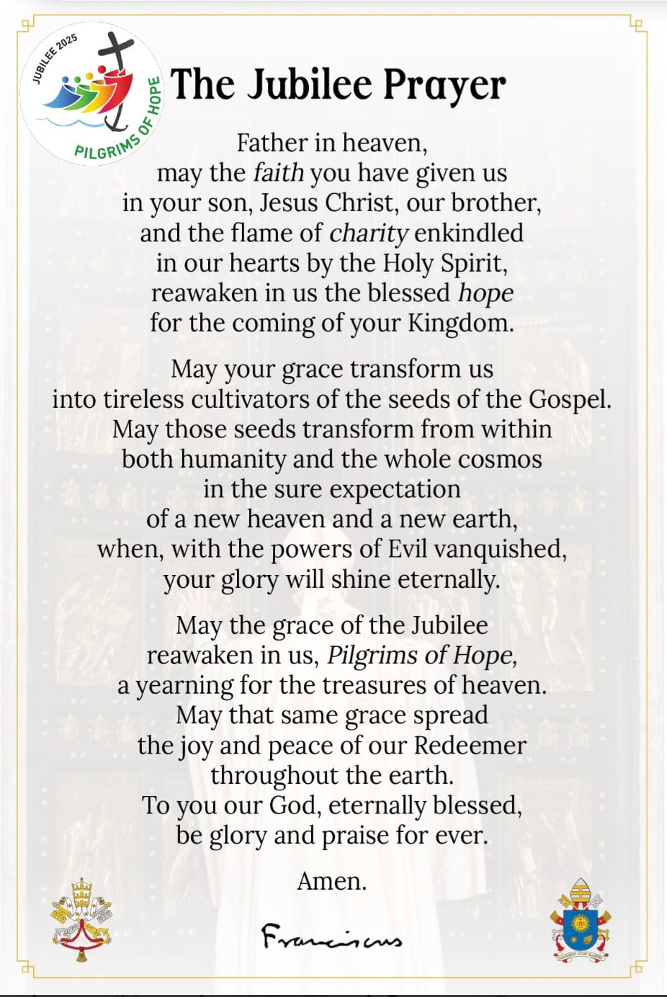 The Jubilee Prayer